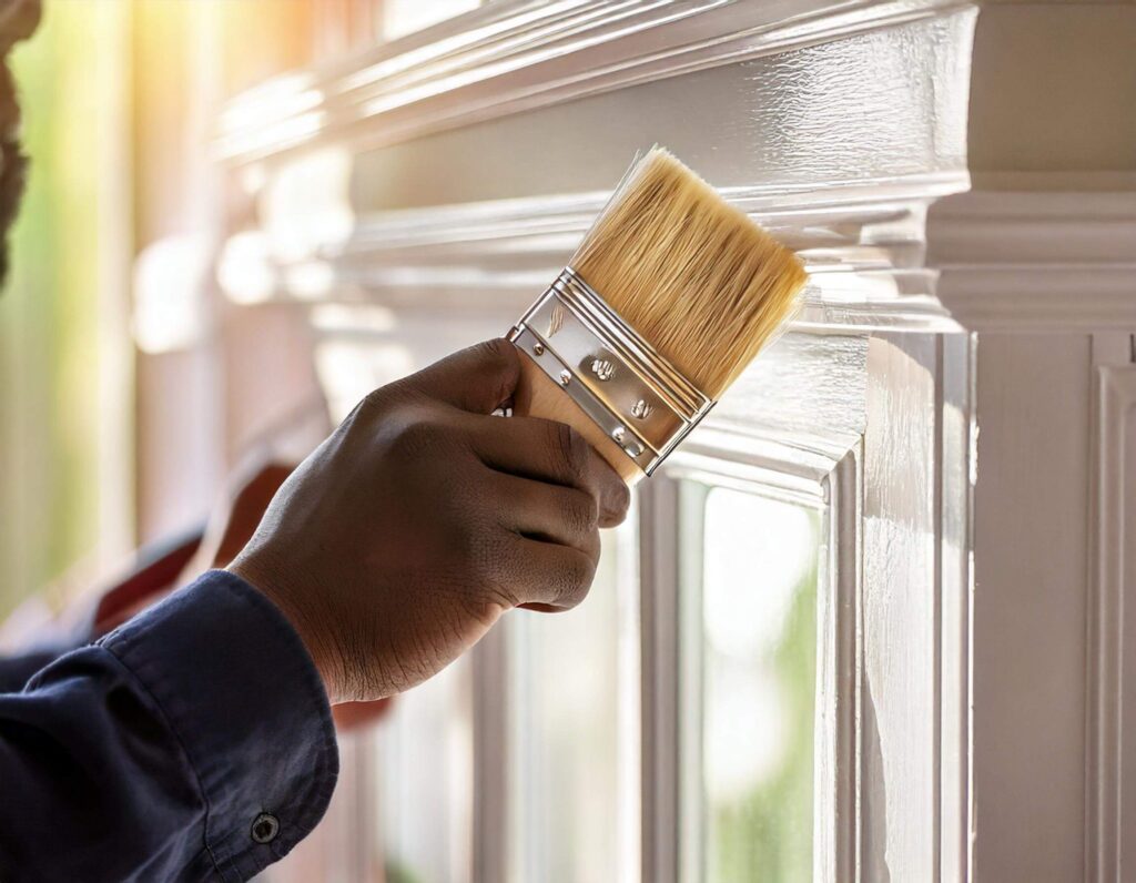 a person painting a trim